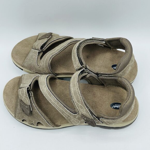 Dr Scholls Sandals Womens Size 7.5 M Taupe Leather Strappy ZStrap Comfort - Picture 6 of 11